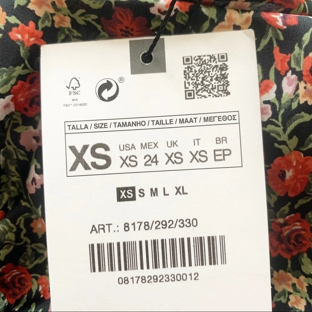 🌸New🌸 Zara Floral Dreaped Satin Mini Skirt Sz XS
